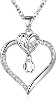 Produktbild von TINGN Valentinstag Damen Halskette 14K Herz Zirkonia Buchstaben Kette Gold Silber