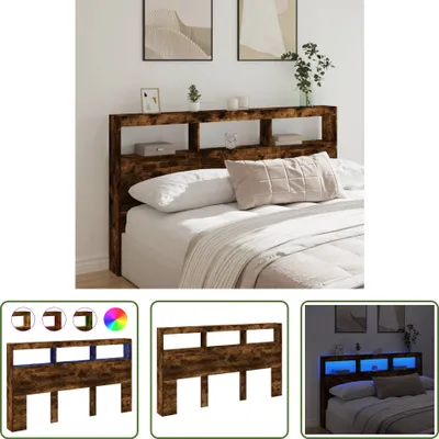 Produktbild von The Living Store LED-Kopfteil mit Ablage Räuchereiche 180x17x102 cm