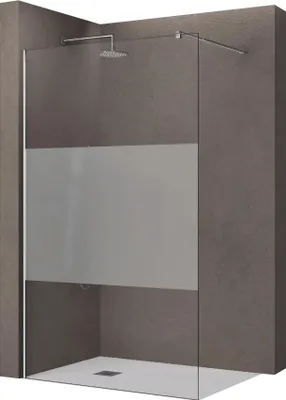 Immagine prodotto di doporro Box Doccia Walk-In 110x200cm, Parete Doccia in Vetro Parzialmente Smerigliato 8mm Braccio di Sostegno 70-120cm Vetro di Sicurezza ESG con Rivestimento Nano BRAM3 Bremen01MS