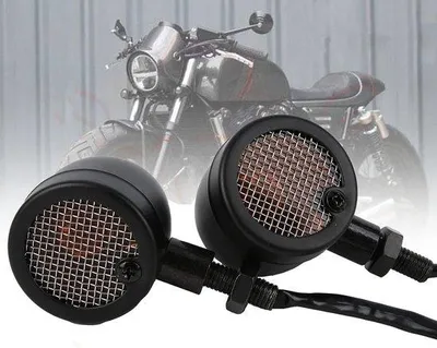 Immagine prodotto di Set da 2 indicatori LED per moto, giallo vintage, 12 V, nero, universali