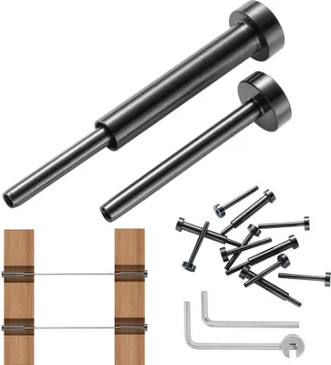 Obrázek produktu pro balení 30 kusů - Sada neviditelných kabelových zábradlí, nerezová ocel T316, 1/8" - Neviditelná montážní koncovka a zápustný šroub pro kabelové zábradlí - Zápustná svorka 1/8" pro dřevěné a kovové sloupky - Kování pro kabelové zábradlí, černé