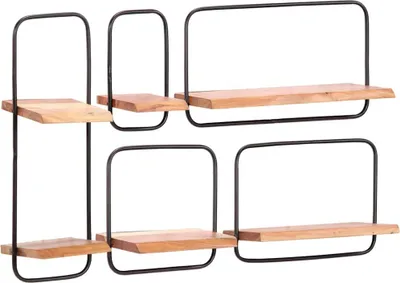 Image de Étagères murales 5 pcs en bois massif d'acacia
