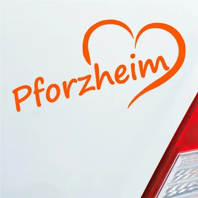 Produktbild von Auto Aufkleber Pfortzheim Herz Stadt City Love Liebe Heimat 16x8 cm Orange Sticker Heckscheibenaufkleber
