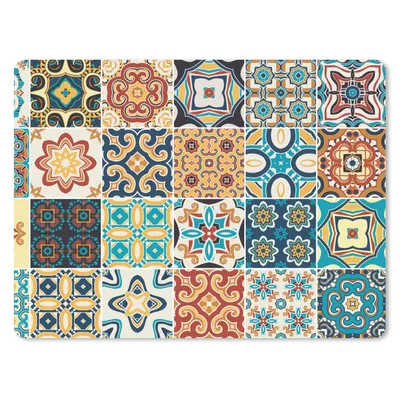 Produktbild von MuchoWow® Mauspad Mousepad Blumen - Vintage - Muster - Blau - Orange 23x19 cm - Mousepads - Maus Mat - Pad - Mausunterlage - Schreibtischunterlage - Mauspad
