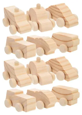 Produktbild von Holz-Autobastelset, 12-teilig, zum Bemalen, handgefertigt, für kreative Kinder