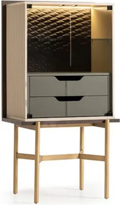 Produktbild von Barschrank Schrank Vitrine Bar Holz Wohnzimmer Modern Beige Luxus
