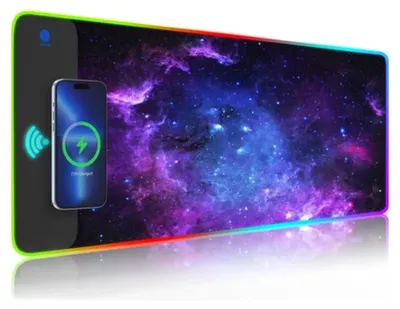 Produktbild von Gaming Mauspad mit Kabellosem Ladegerät (5W/7,5W/10W/15W), Automatische Anpassung (Schnellladen, Präzise Steuerung, Komfortable Nutzung für Maus und Tastatur, Kompatibel mit iPhone