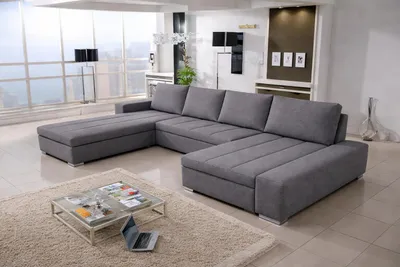Produktbild von Wohnlandschaft Ecksofa VERONA U – Großzügige Couchgarnitur in U-Form mit Schlaffunktion, Bettkasten und hochwertiger Wellenfederung