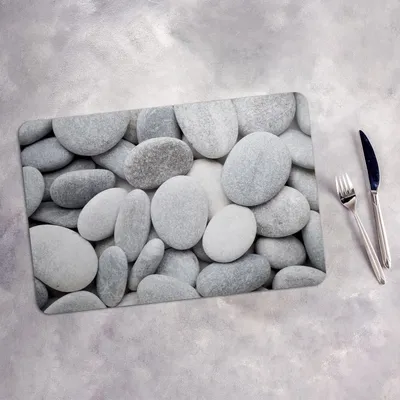 Produktbild von Tischset 6x45x30 cm + 6x10fi cm Platzset Tischmatte Platzmatte Untersetzer - Natural Steine Motive