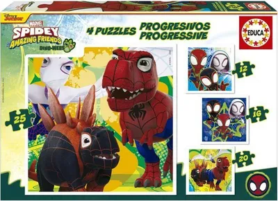 Produktbild von Progressive Puzzles, EDUCA Dino Spidey, 12+16+20+25 Teile, Ab 3 Jahren