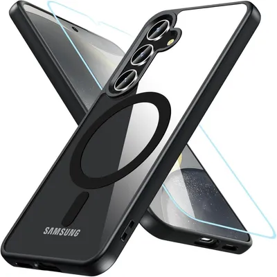 Image de Coque de protection avec MagSafe et verre trempé pour Samsung Galaxy S25/S24, couleur noire