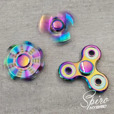 Produktbild von Fidget Spinner Metall Edition Hand Spiner Finger Regenbogen Kreisel Anti Stress Spielzeug Rainbow Chrome (3er Set - inkl. 3x Tasche)