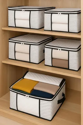 Produktbild von Mittelgroßer, r, mit Fenstern versehener Pullover-Piqué-Decke, Schrank-Organizer, 40 x 40 x 30 cm - 4 Pieces