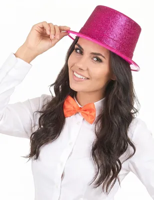 Immagine prodotto di Cappello a cilindro glitterato per feste rosa - taglia unica