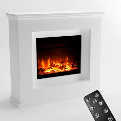 Produktbild von GF Core Elektrokamin 'Europa' | LED Standkamin in weiß mit Heizung (1500 W) | HxBxT: 101x111x33cm