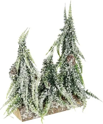Image de Mini sapin de Noël artificiel avec de la neige artificielle sur un socle en bois - Sapin de Noël artificiel de table avec de la neige artificielle