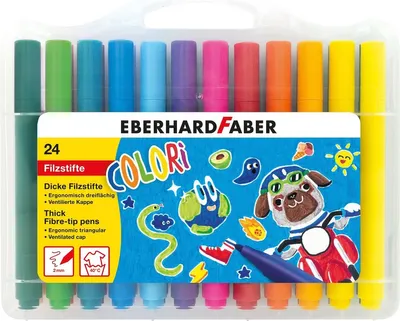 Produktbild von Faserschreiberetui Dicke Filzstifte Colori dreikant - 2 mm sortiert. Packung mit 3 Stück