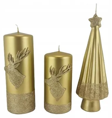 Produktbild von Adpal Kerze Weihnachtsbaum Glänzend Metallic Gold Festlich