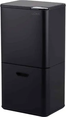Image de LoXa – Poubelle Vanessa 60 L – 3 compartiments – Couvercle à pression – Filtre anti-odeurs – Anti-traces – Avec roulettes – Durable – Design moderne
