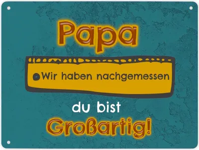Produktbild von Metallschild Papa du bist großartig - Meterstab Vatertag Geschenk Schild