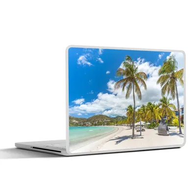 Produktbild von MuchoWow® Laptop Aufkleber Sticker Cover Strand - Liegestuhl - Palmen 31x22.5 cm - Laptop-Deko