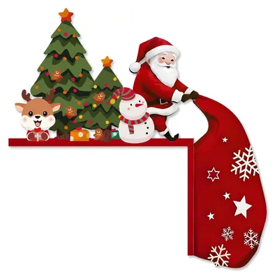 Weihnachtsdekoration aus Holz, Weihnachtsmann mit Geschenken, Türdeko