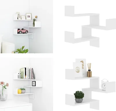 Produktbild von vidaXL Wand Eckregal Weiß 40x40x50 cm Holzwerkstoff - Wandregal - Wandregale - Wandablage - Wandablagen