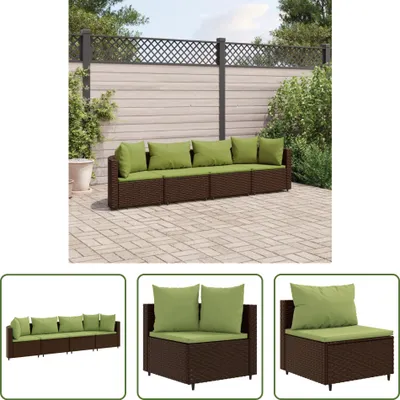 Produktbild von The Living Store 4-tlg. Garten-Sofagarnitur mit Kissen Braun Poly Rattan