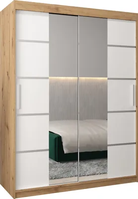 Produktbild von Kleiderschrank, Schiebetürenschrank Schlafzimmer, Schrank mit Spiegel VERONA 4 150 cm