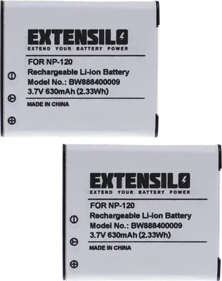 Produktbild von EXTENSILO 2x Akku Ersatz für Casio NP-120DBA, NP-120 für Kamera (630 mAh, 3,7 V, Li-Ion)