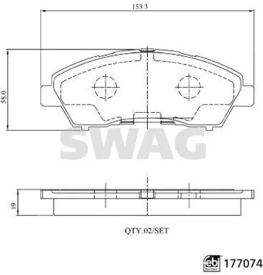 Produktbild von SWAG 33 10 7496 Bremsbeläge Satz Vorne Hinten Bremsklötze
