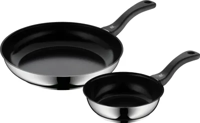 Produktbild von WMF Devil Pfannenset 2-teilig, Bratpfanne beschichtet 18, 28 cm, Cromargan Edelstahl beschichtet, Induktion, Keramikbeschichtung, Kunststoffgriff