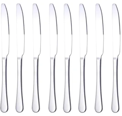 Immagine prodotto di Set di coltelli per bistecca, 8 pezzi, 23,2 cm, acciaio inossidabile, colore argento