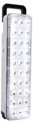Zdjęcie produktu dla Akumulatorowa lampa awaryjna LED na kemping, 2 poziomy jasności, do montażu na ścianie lub jako lampa ręczna, przenośna, do użytku w domu, na zewnątrz, na nocnym targu, białe światło, 30 diod LED