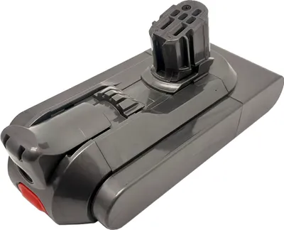 A gray vacuum cleaner battery pack is shown against a white background.