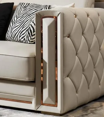 Produktbild von Chesterfield Sofa Beige Leder Luxus Wohnzimmer Design Couchen Polster Ledersofa