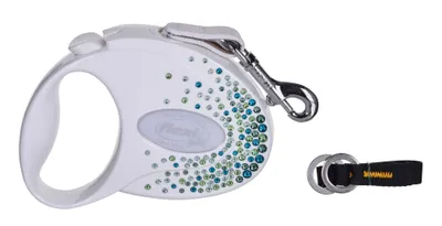 Produktbild von FLEXI Glam Splash Leaf mit Swarovski-Kristallen S - Dog Einziehbare Leine - 3 m - Weiß