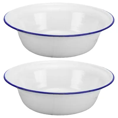 Emailleschüsseln 2er-Set, 22 cm, weiß, spülmaschinengeeignet