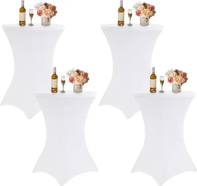Produktbild von Famanu Cocktailtischdecke Set 4 Stück - Weiß, 80 x 110 cm, Elasthan-Stretch