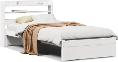 Image de vidaXL Cadre de lit avec tête de lit sans matelas blanc 90x200 cm