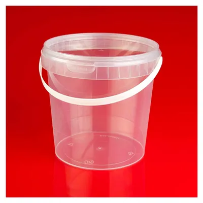 Produktbild von 12 x 1 L Eimer mit Deckel transparent Kunststoff Plastikeimer lebensmittelecht