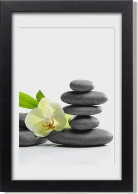 Produktbild von Bild 20x30 MDF-Rahmen, Wandkunst Orchidee und Steine