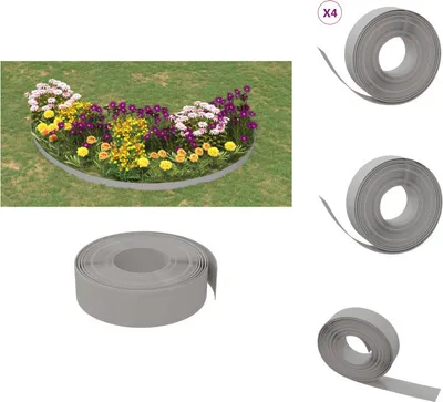 Immagine prodotto di vidaXL Bordatura per prato 4 pz. Grigio 10 m 15 cm in polietilene - Bordi per aiuole