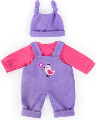 Produktbild von Bayer Design Puppenkleidung 83856AA, Kleider für Puppen bis 38 cm, 3 Teile, Babypuppen Anziehsachen, lila, pink, Vogelmotiv