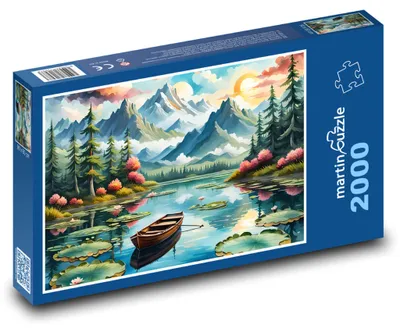 Produktbild von Puzzle 2000 Boot auf dem Bergsee - martinpuzzle