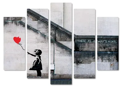 Immagine prodotto di Banksy - Bimba palloncino rosso - 140L x 100l cm - Legno Mdf