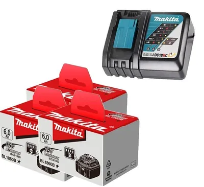 Imagen del producto de Batería de alta capacidad, 6000 mAh, carga inteligente, juego de 3 baterías de 6 Ah y 1 cargador