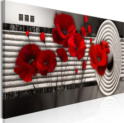 Immagine prodotto di Quadri decorativi con motivi floreali, papaveri, dimensioni 150x50 cm, confezione singola – Quadri per il soggiorno, stampe su tela moderne, decorazioni per la parete della camera da letto, codice prodotto b-A-0795-b-a