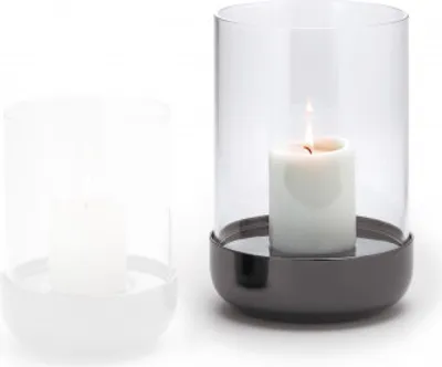 Produktbild von Philippi Sally Windlicht L Edelstahl, schwarz chrom, Borosilikatglas, 20 cm (h) 105043