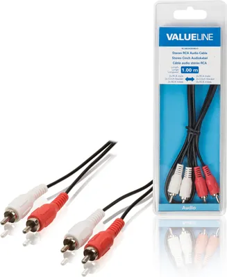 Produktbild von Valueline Stereo Cinch Audiokabel 2x Cinch Stecker - 2x Cinch Stecker 10,0 m schwarz VLAB24200B100